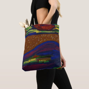Farbenfrohe Landschaft Tote Tasche