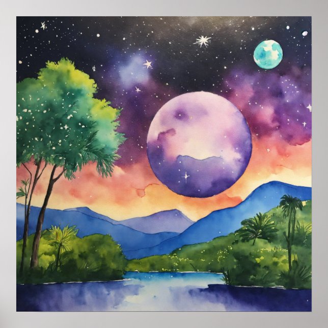 Farbenfrohe Landschaft Wand Poster (Vorne)