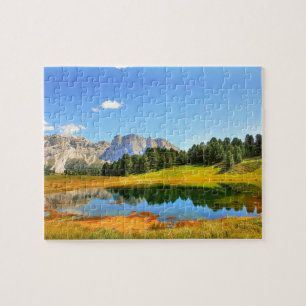 Farbenfrohe Landschaftsgebirge Gelbwald Puzzle