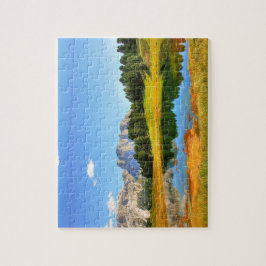 Farbenfrohe Landschaftsgebirge Gelbwald Puzzle