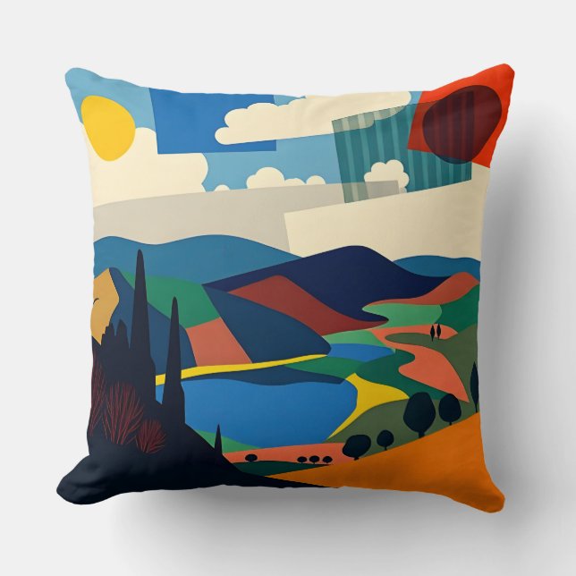Farbenfrohe Landschaftsgestaltung Kissen (Vorderseite)