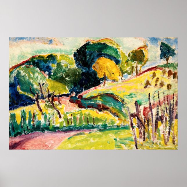 Farbenfrohe Landschaftsmalerei Poster (Vorne)