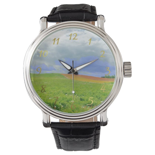 farbenfrohe Landschaftsuhren Armbanduhr (Vorderseite)