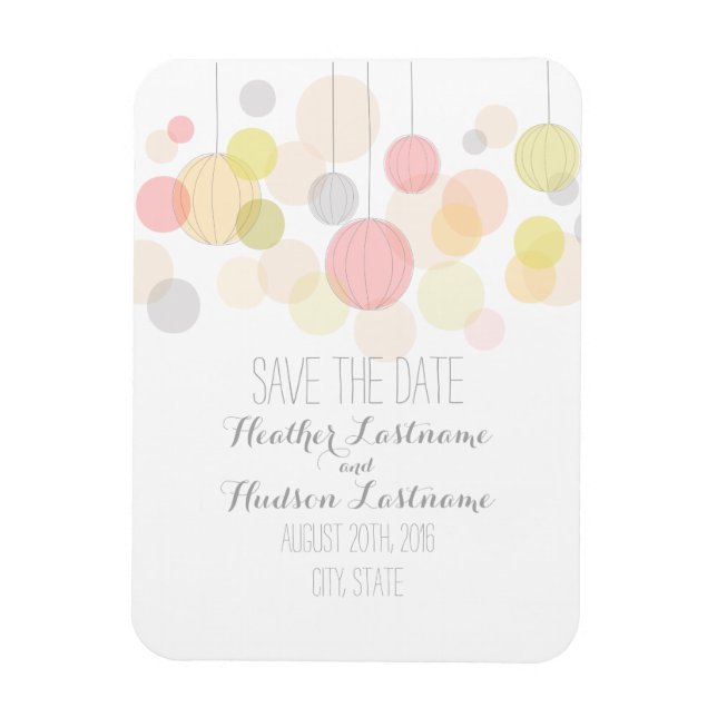 Farbenfrohe Lanterns Save the Date Magnet (Vertikal)