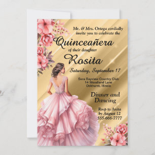 Farbenfrohe Latino Girls 15. Geburtstag Quinceaner Einladung