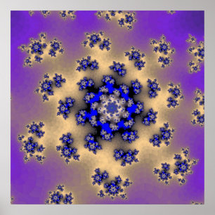 Farbenfrohe Lavendel und blaues Fraktal Poster