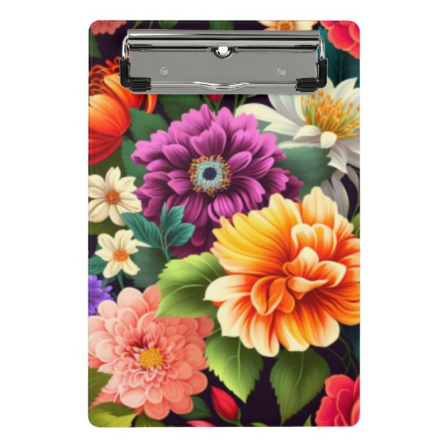 Farbenfrohe lebendige Blume Mini Klemmbrett (Vorderseite)