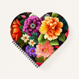 Farbenfrohe lebendige Blume Notizbuch