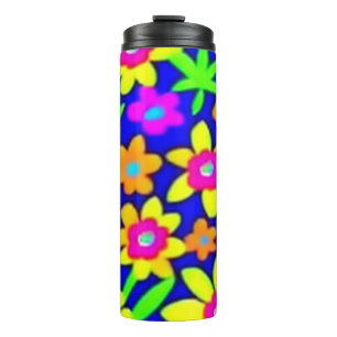 Farbenfrohe lebendige Blume Thermosbecher