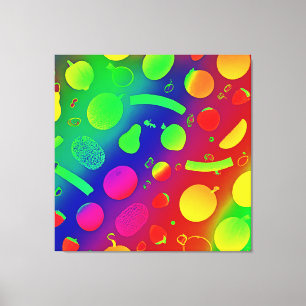 Farbenfrohe, lebendige Neon Frucht Muster Kunst Leinwanddruck