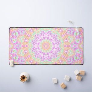 Farbenfrohe lebendige Trippy Hippie Boho Mandala Schreibtischunterlage