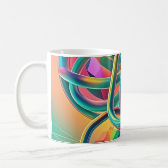 Farbenfrohe, lebendige und abstrakte Kunstwerke Kaffeetasse (Links)