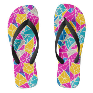 Farbenfrohe, lebhafte Abstrakte geometrische Forme Flip Flops