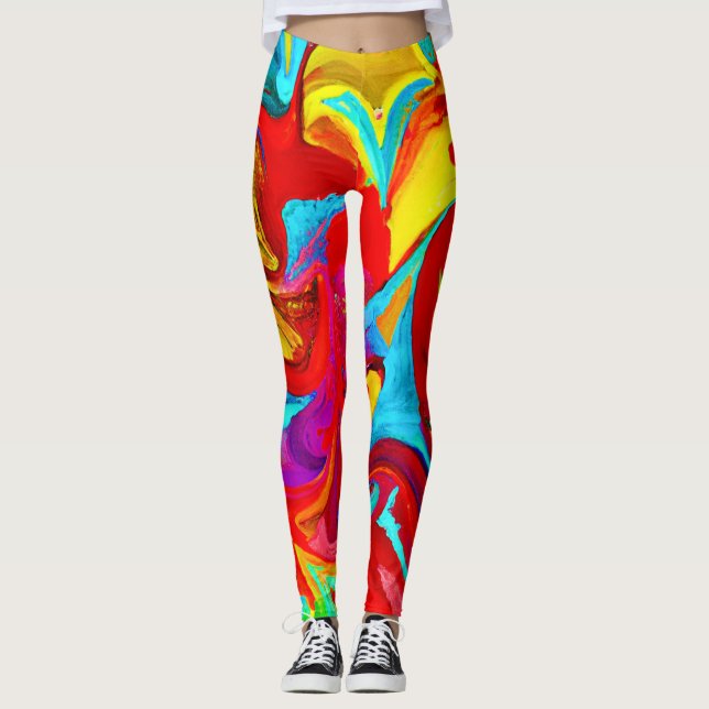 Farbenfrohe, lebhafte Abstrakte Muster Leggings (Vorderseite)