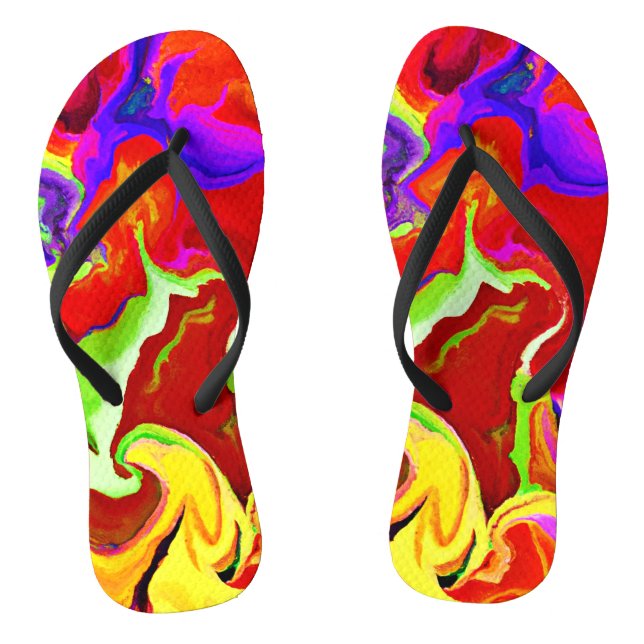 Farbenfrohe, lebhafte Abstraktionsmuster Flip Flops (Fußbett)