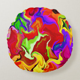 Farbenfrohe, lebhafte Abstraktionsmuster Rundes Kissen