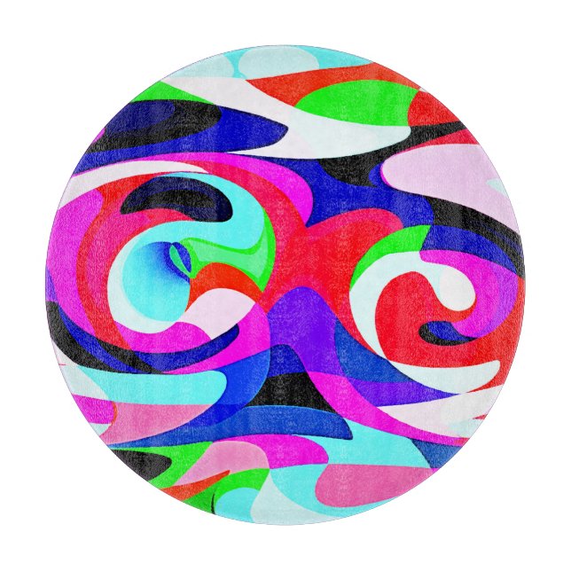 Farbenfrohe, lebhafte Abstraktionsmuster Schneidebrett (Vorderseite)