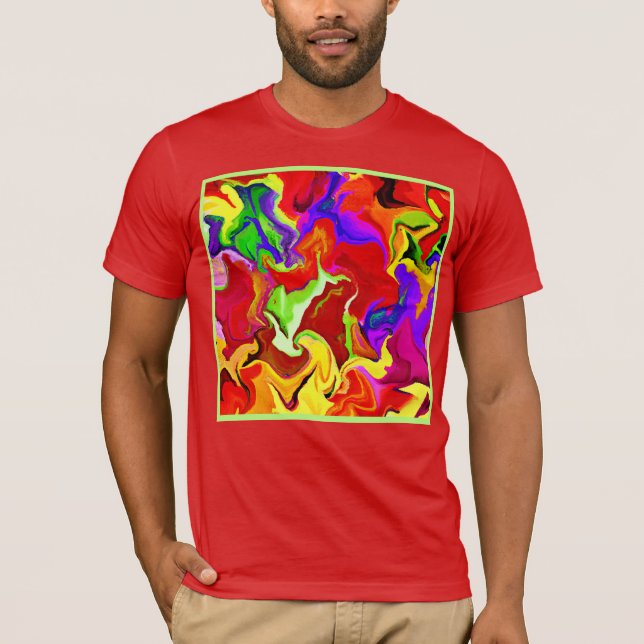 Farbenfrohe, lebhafte Abstraktionsmuster T-Shirt (Vorderseite)
