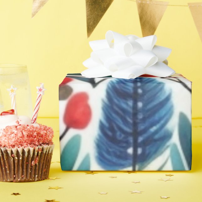 Farbenfrohe, lebhafte Blume, Birdspattern Wrapping Geschenkpapier (Geburtstagsparty)