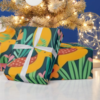 Farbenfrohe, lebhafte Blume und Vogelscheuche Geschenkpapier