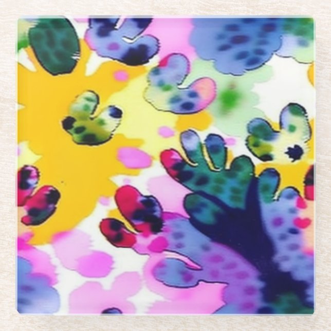 Farbenfrohe, lebhafte Gestaltung Glasuntersetzer (Vorderseite)