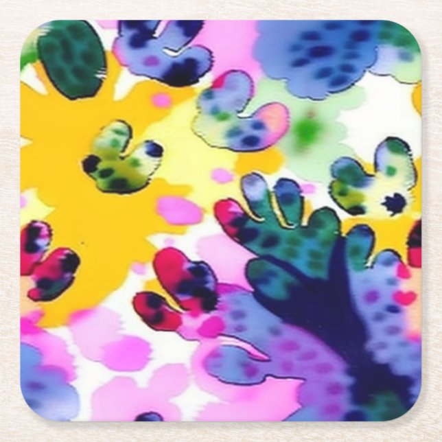 Farbenfrohe, lebhafte Gestaltung Rechteckiger Pappuntersetzer (Vorderseite)