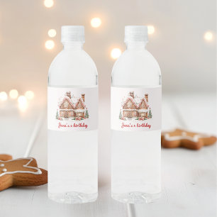 Farbenfrohe Lebkuchen Haus Geburtstag Wasserflaschenetikett