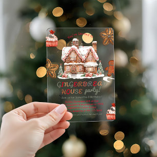 Farbenfrohe Lebkuchen Haus Geburtstagsparty Acryl Acryleinladungen