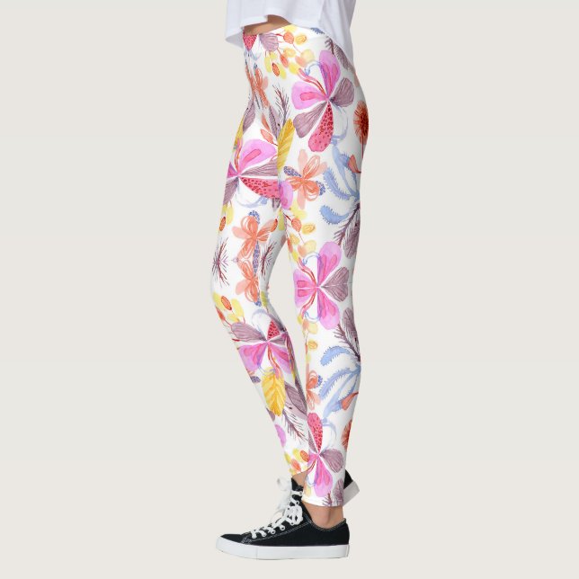 Farbenfrohe Leggings mit einem lebendigen Blumenmu (Links)