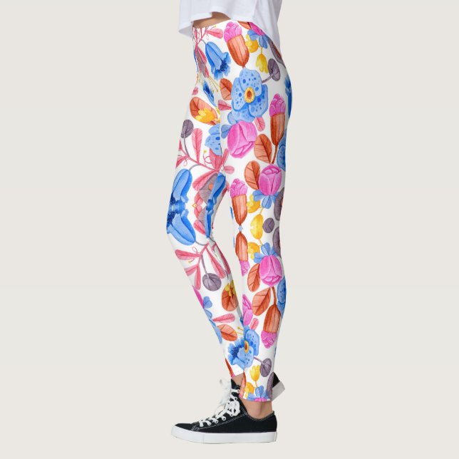 Farbenfrohe Leggings mit einem lebendigen Blumenmu (Links)