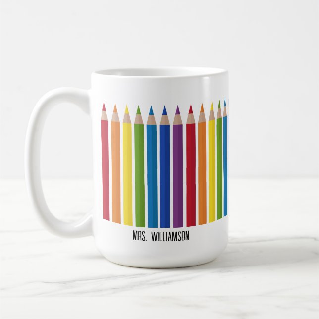 Farbenfrohe Lehrerin Stift Kaffeetasse (Links)