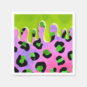 Farbenfrohe Leopard Green Slime 00. Geburtstagspar Serviette