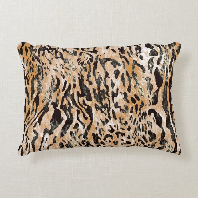 Farbenfrohe Leopard Meter Textile Muster Dekokissen (Vorderseite)