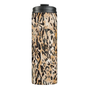 Farbenfrohe Leopard Meter Textile Muster Thermosbecher