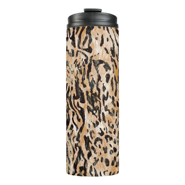 Farbenfrohe Leopard Meter Textile Muster Thermosbecher (Vorderseite)