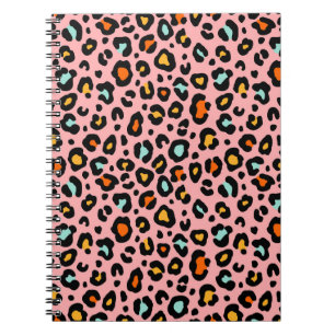Farbenfrohe Leopard: Vintages Muster zeichnen Notizblock