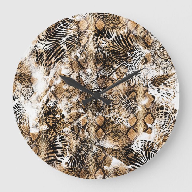 Farbenfrohe Leopard Zebra Camouflage Muster Große Wanduhr (Vorderseite)