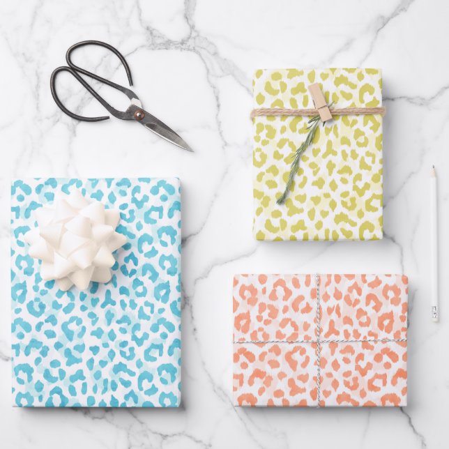 Farbenfrohe Leopardenverpackung Geschenkpapier Set (Vorderseite)
