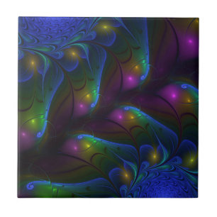 Farbenfrohe Leuchtende Abstrakte Moderne Trippy-Fr Fliese