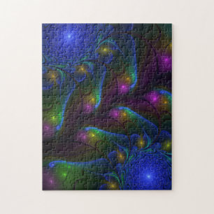 Farbenfrohe Leuchtende Abstrakte Moderne Trippy-Fr Puzzle