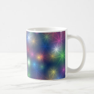 Farbenfrohe leuchtende Sterne Kosmische Lichter Kaffeetasse