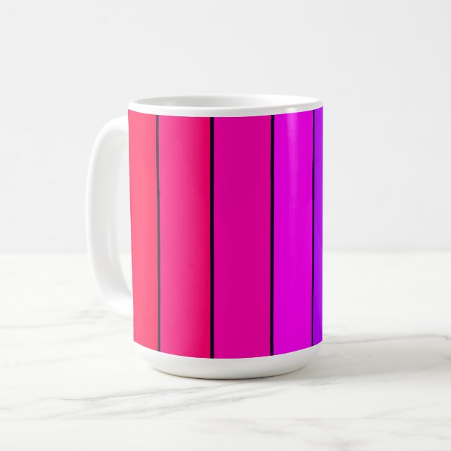 Farbenfrohe leuchtende Streifen Kaffeetasse (Vorderseite Links)
