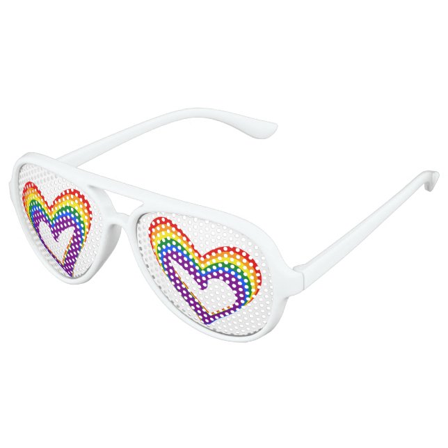 Farbenfrohe LGBT Gay Pride Liebe Rainbow Hearts Partybrille (Schrägansicht)