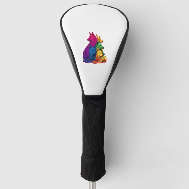 Farbenfrohe LGBT Pride German Shepherd Dog Pile Golf Headcover (Vorderseite)