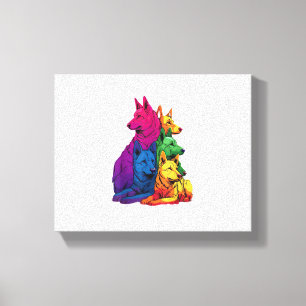 Farbenfrohe LGBT Pride German Shepherd Dog Pile Leinwanddruck