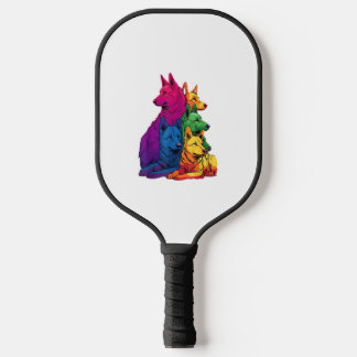 Farbenfrohe LGBT Pride German Shepherd Dog Pile Pickleball Schläger