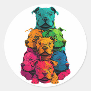 Farbenfrohe LGBT Pride Staffordshire Bull Terrier Runder Aufkleber