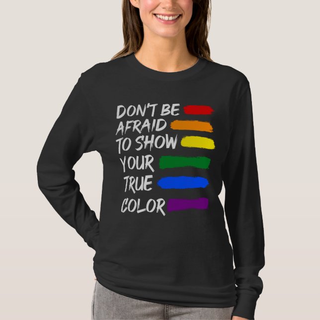Farbenfrohe LGBTQ Gay Lesbian Que T-Shirt (Vorderseite)