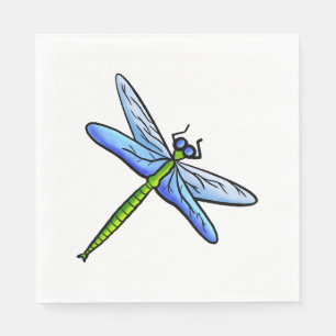 Farbenfrohe Libelle am Ast Serviette
