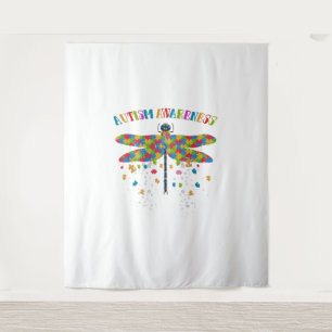 Farbenfrohe Libelle für den Tag der Autismus Wandteppich